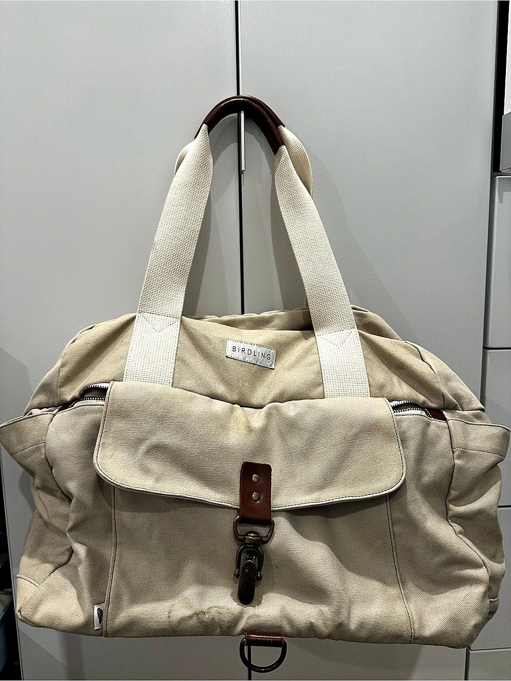 Birdling The Weekender Baby Bag in Beige